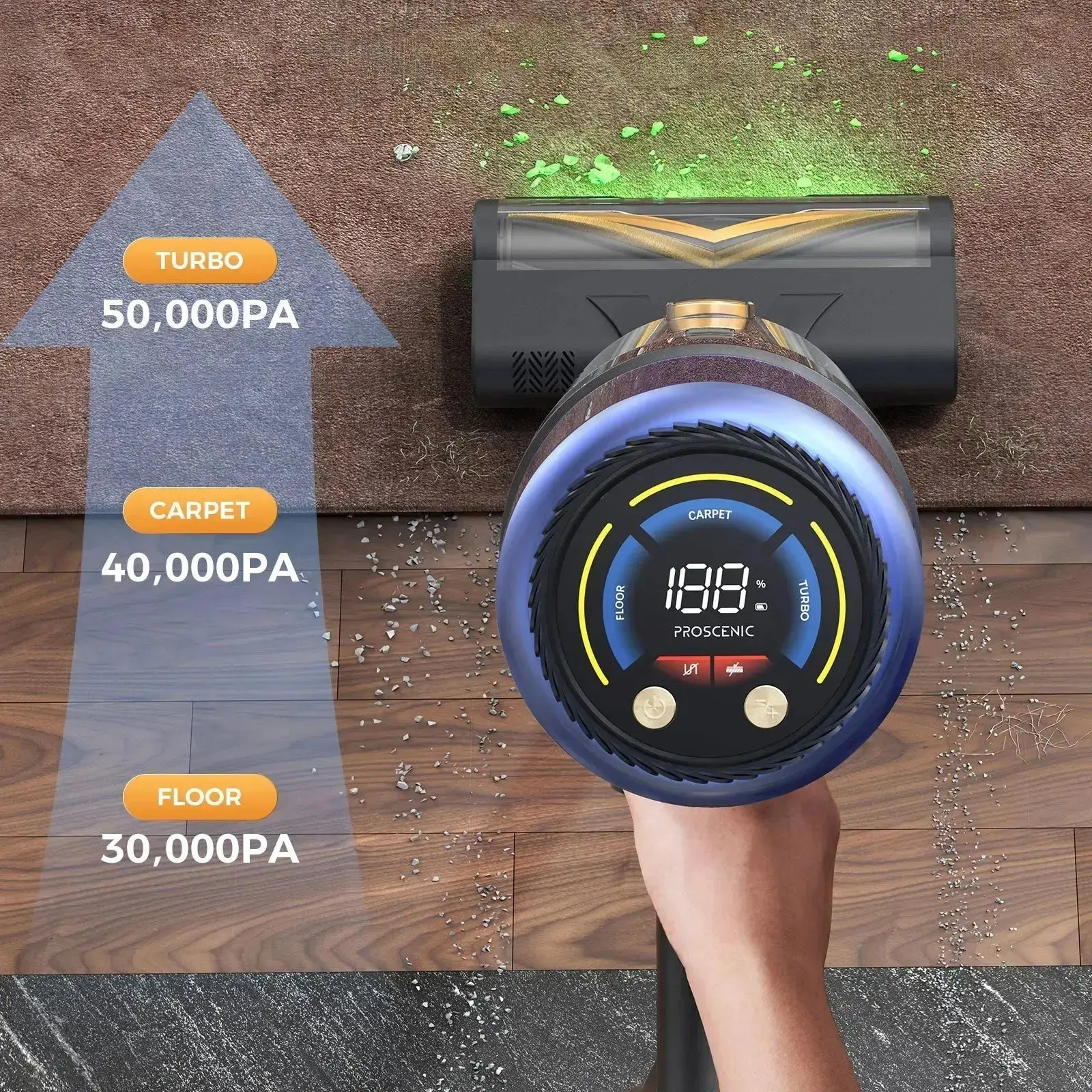 Proscenic P15 Cordless Vacuum Cleaner | 55kPa Suction, 70min Runtime - Image 3